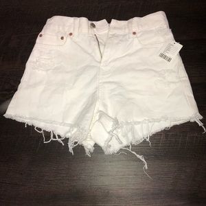 White jean shorts